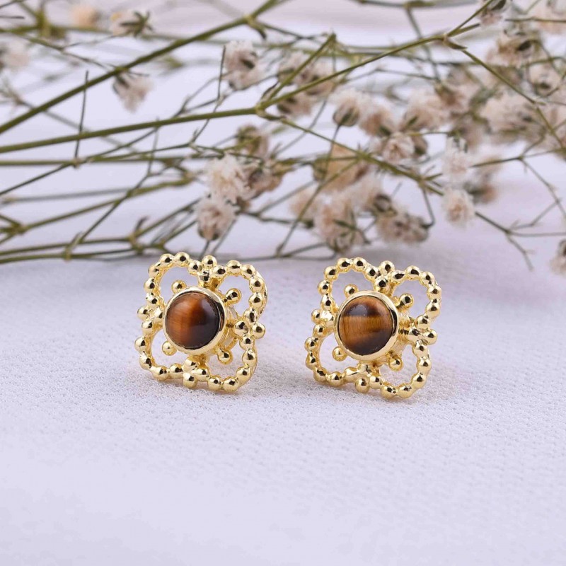 Tiger eye store earrings studs